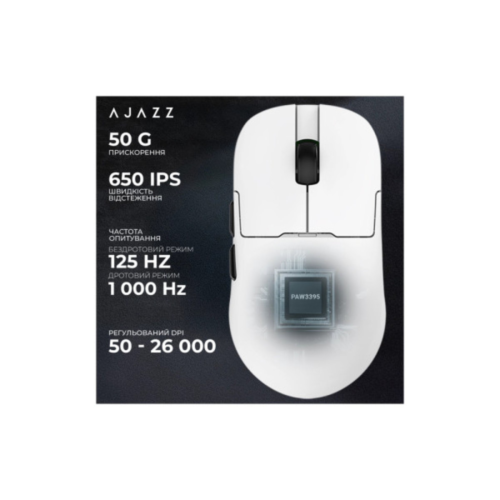 Мишка Ajazz AJ159PRO Wireless/Bluetooth/USB Charging Dock White (AJ159-PRO-W)