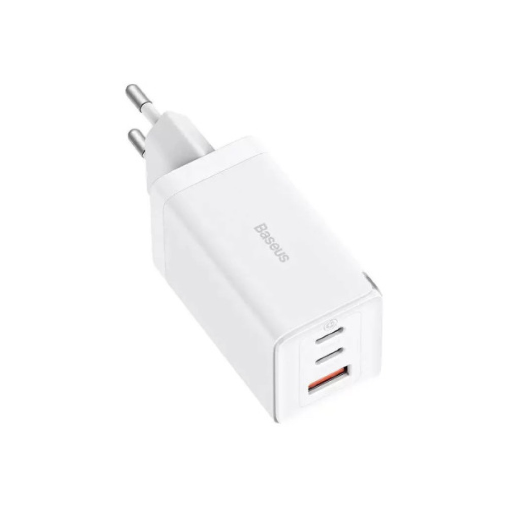 Зарядний пристрій Baseus 2xUSB-C 65W + 1xUSB GaN + cable USB-C to USB-C 100W 1.0m white (CCGP120202)