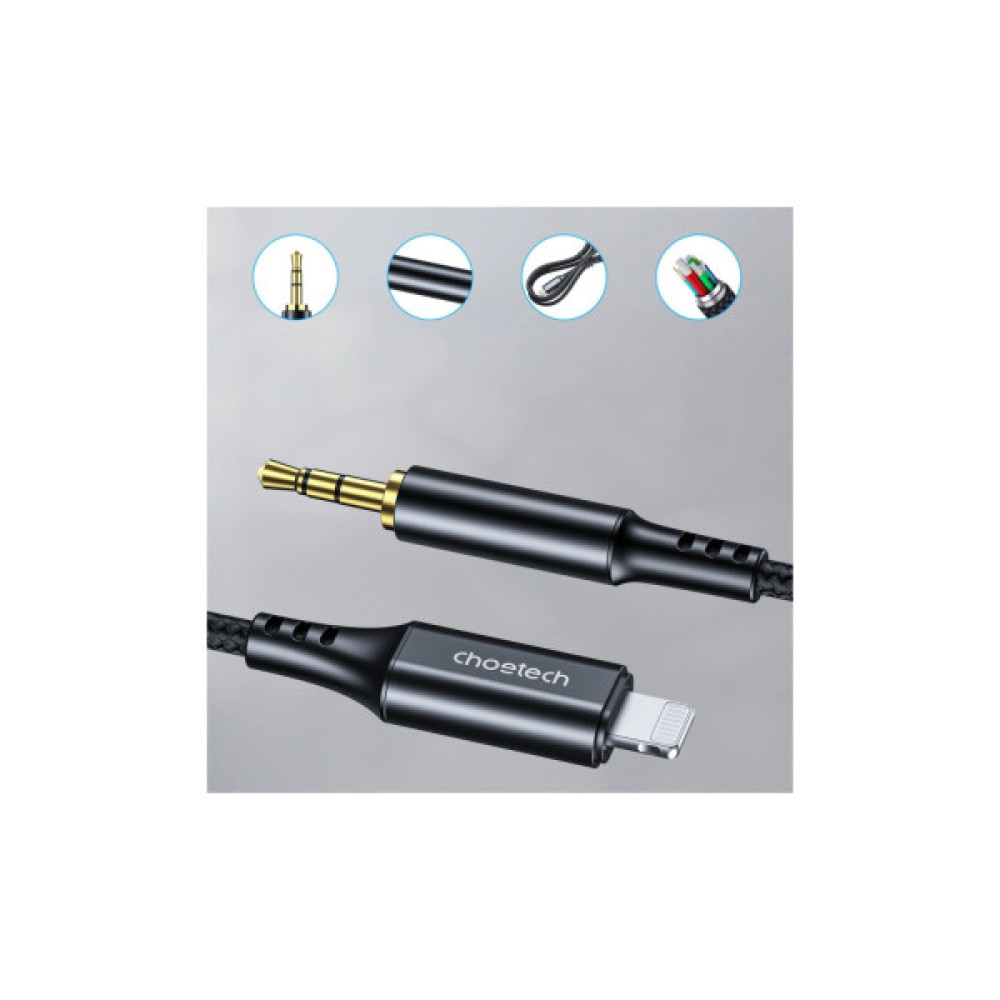 Кабель мультимедійний Lightning to 3.5mm M 2.0m Choetech (AUX009)
