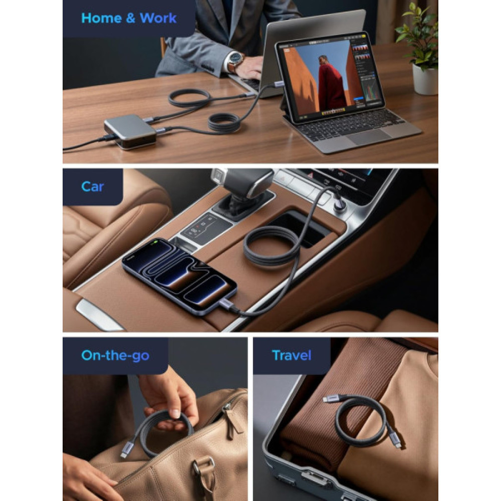 Дата кабель USB-C to USB-C 1.0m 240W 480Mbps braided black Ugreen (85973)