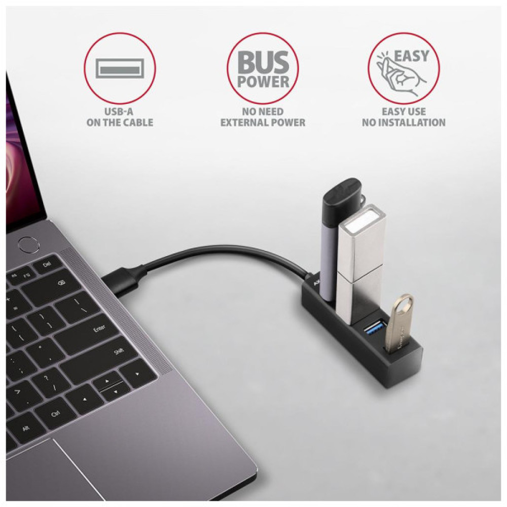 Концентратор AXAGON USB 3.1 to 4xUSB 3.0 0.2m black (HUE-M1A)