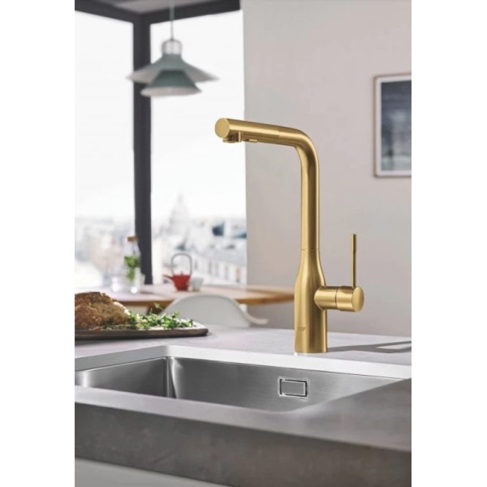 Змішувач для кухні Grohe Essence, довж.виливу - 204мм, поворотний/витяжний, 1важіль, матовий прохолодний схід сонця