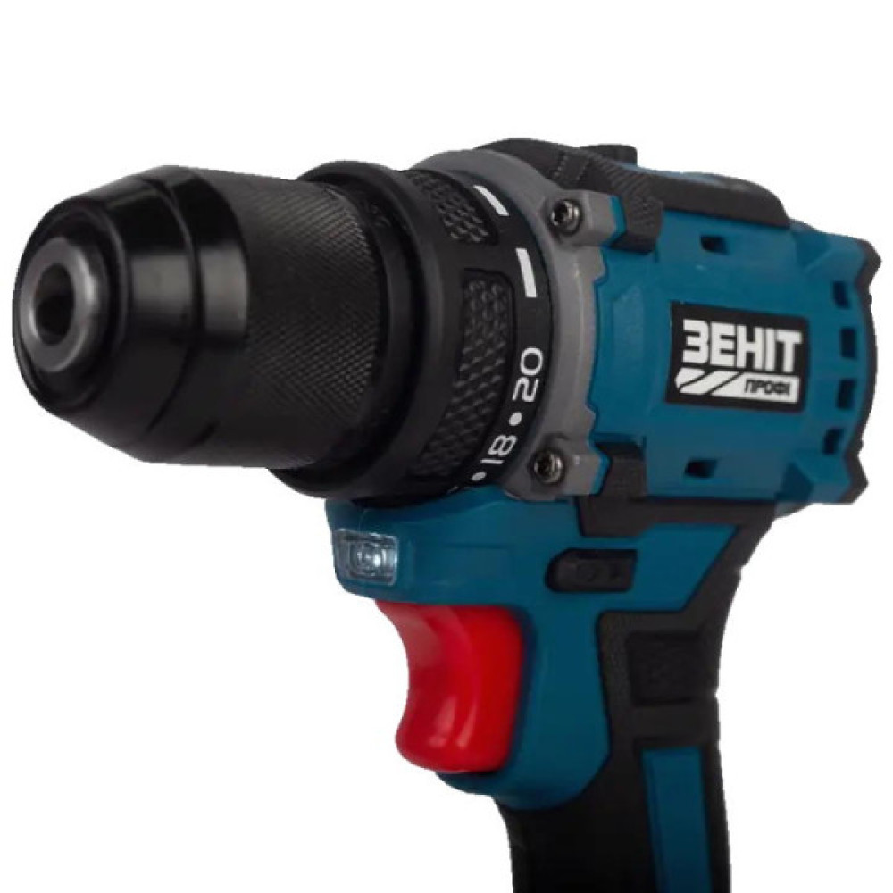 Шурупокрут-дриль акумуляторний Зеніт Профі ЗША-20/2 Li BL 20В 2х1.5А·год 50Нм 350·1400об/хв 1.2кг кейс