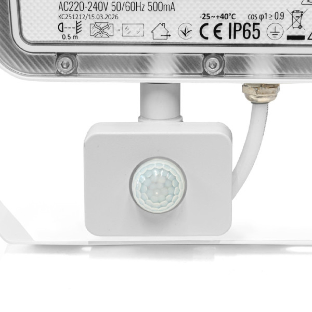 Прожектор Videx F5 100W 3000-5000-6500K з датчиком руху 230V White (VL-F5-100CW-S)
