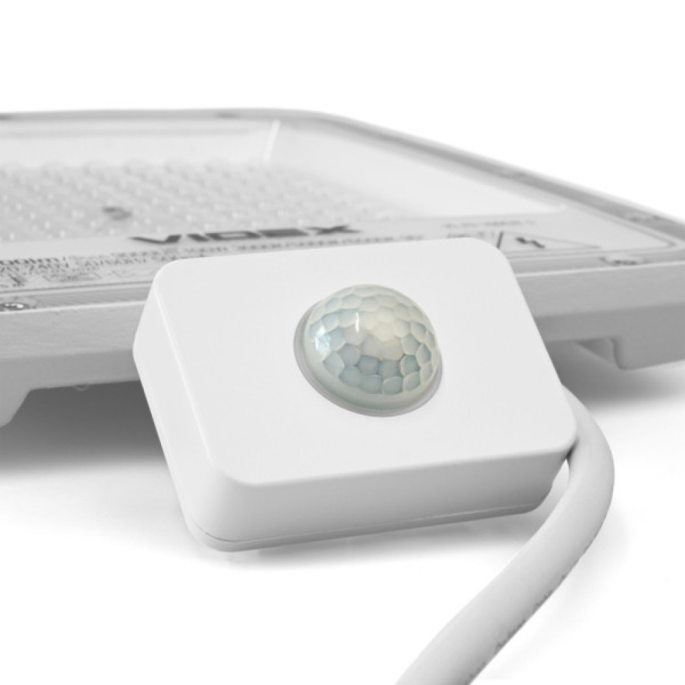Прожектор Videx F5 100W 3000-5000-6500K з датчиком руху 230V White (VL-F5-100CW-S)