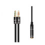 Кабель мультимедійний 3.5mm F to 2x3.5mm M 0.4m (4pin) black XoKo (AC-009) Кабель мультимедійний 3.5mm F to 2x3.5mm M 0.4m (4pin) black XoKo (AC-009)