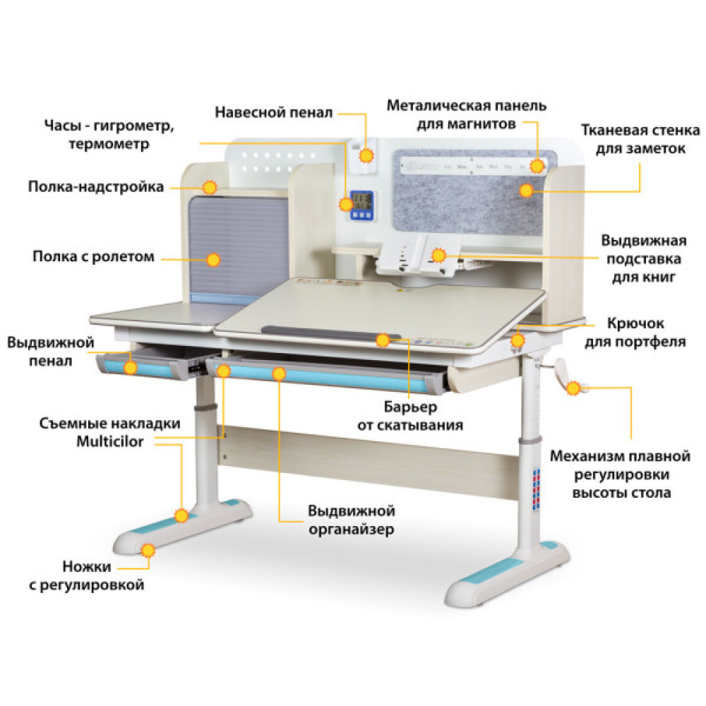 Парта Mealux Winnipeg Multicolor Gray (BD-630 MG + G Multicolor)