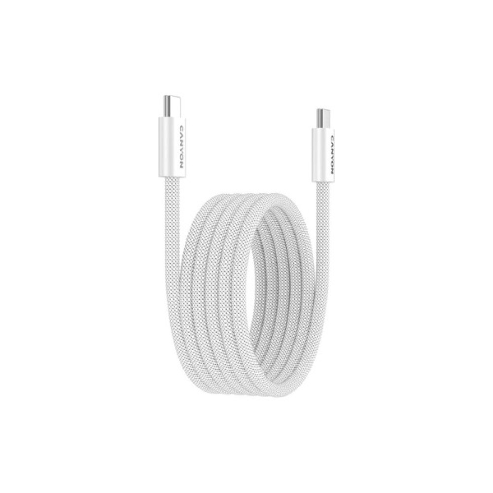 Дата кабель USB-C to USB-C 1.0m 60W Magnet Braided White Canyon (CND-CCMG60AB15W)