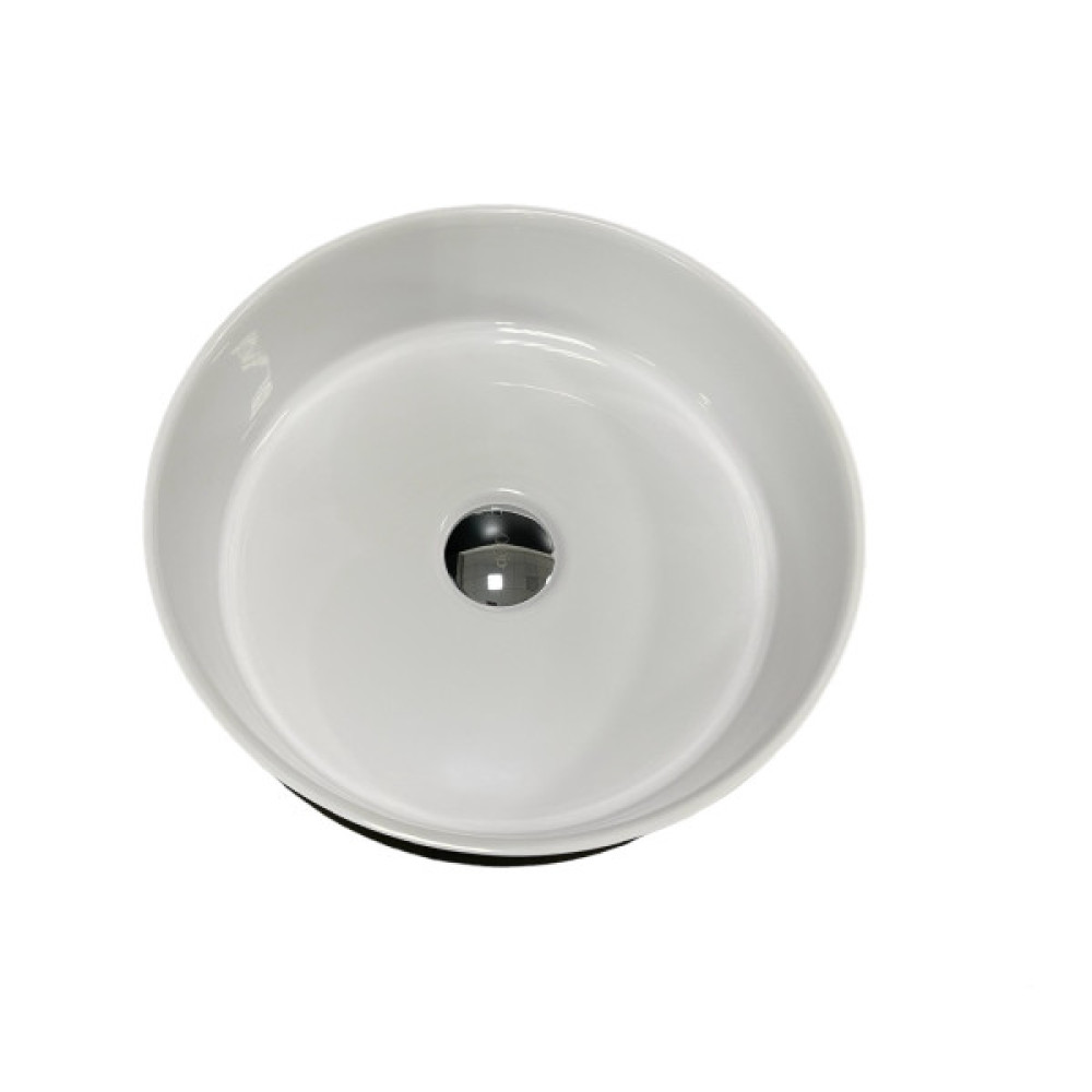 Раковина, умивальник Adamant ARENA, штучний камінь, кругла, без отвору для змішувача та переливу, 360х113мм, врезной, чорно-білий