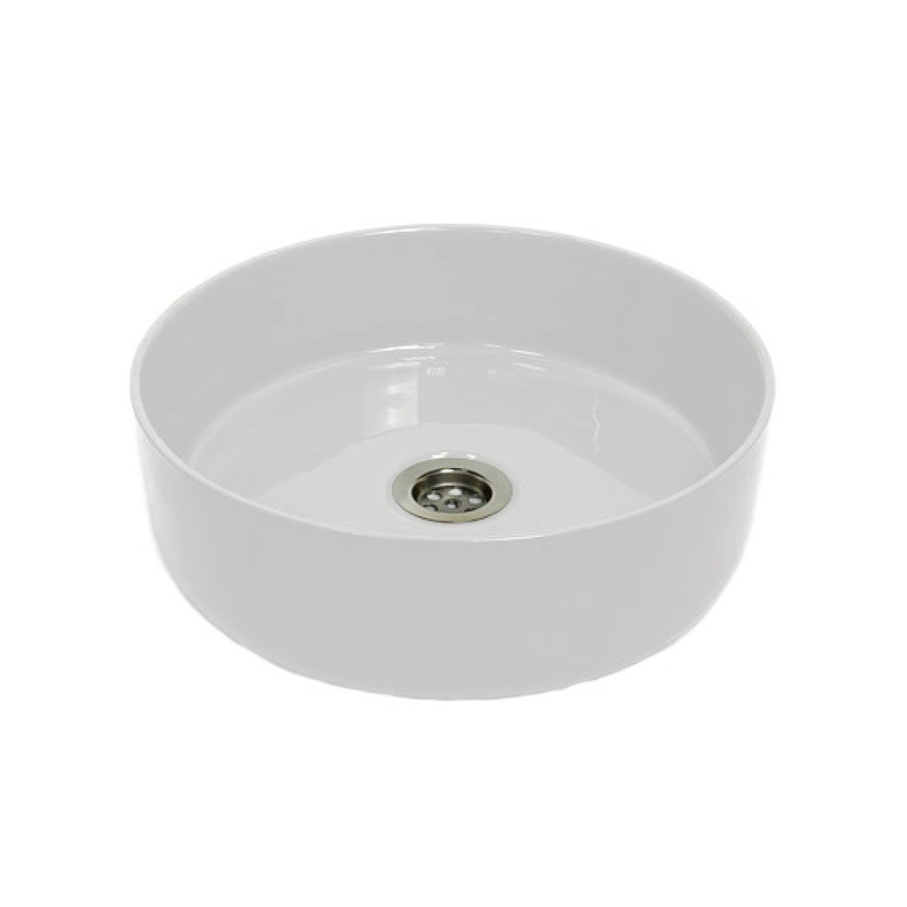 Раковина, умивальник Adamant ARENA, штучний камінь, кругла, без отвору для змішувача та переливу, 360х113мм, накладний, білий