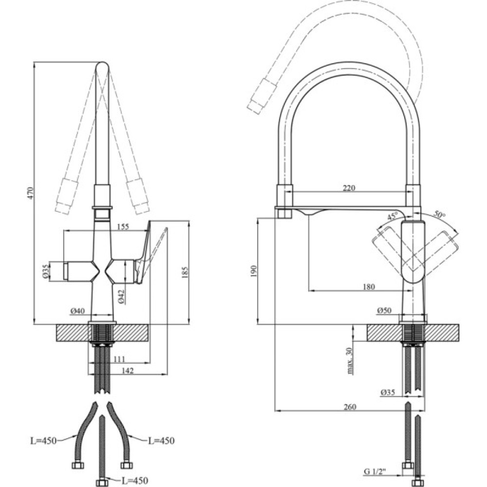 Змішувач Kroner Graz-GRP03815 (CV031337)