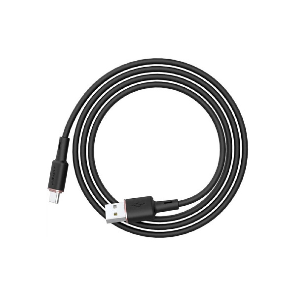 Дата кабель USB 2.0 AM to USB-C 1.2m 3A silicon black Acefast (6974316280767)