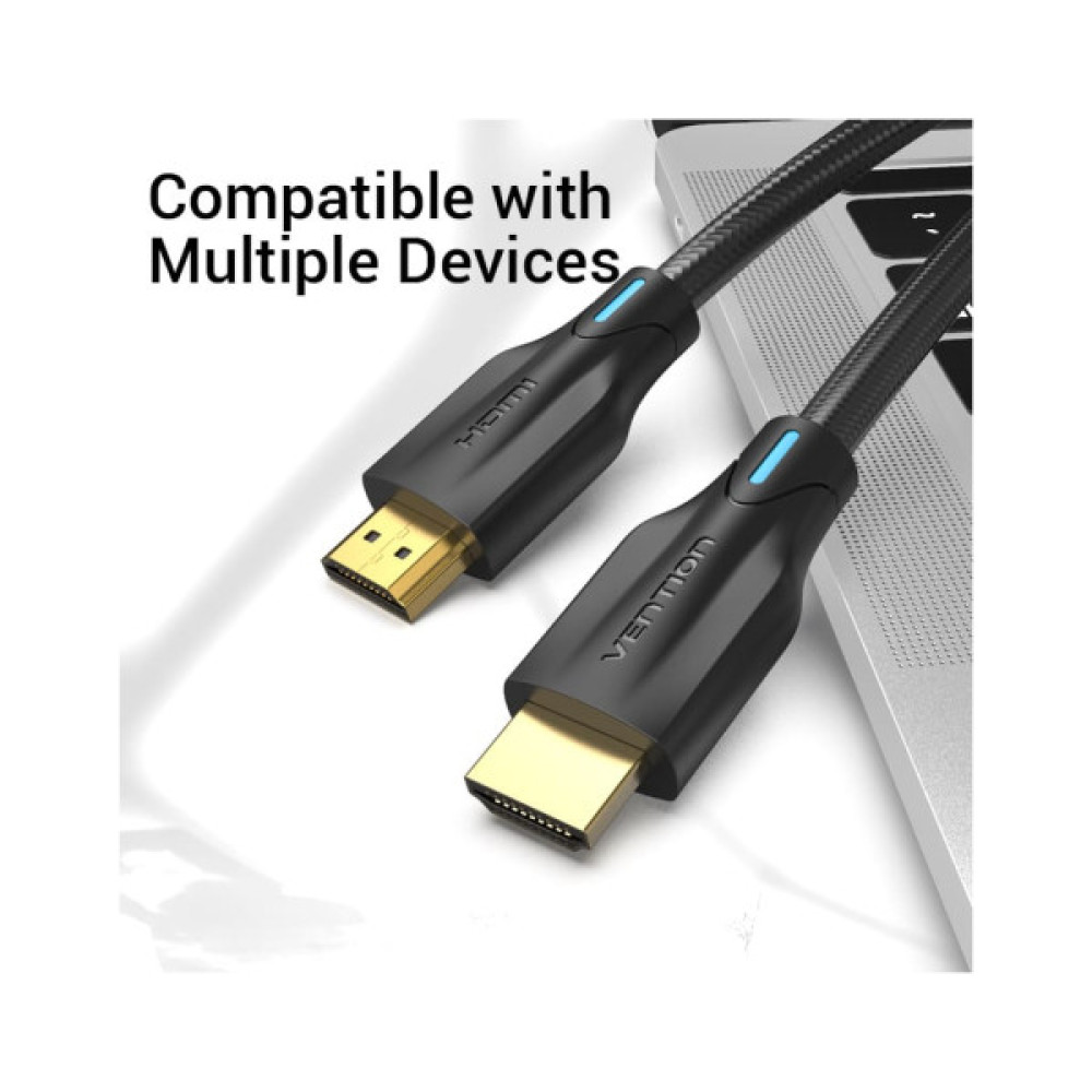 Кабель мультимедійний HDMI M to HDMI M 2.0m 8K60Hz cotton braided black Vention (AAUBH)