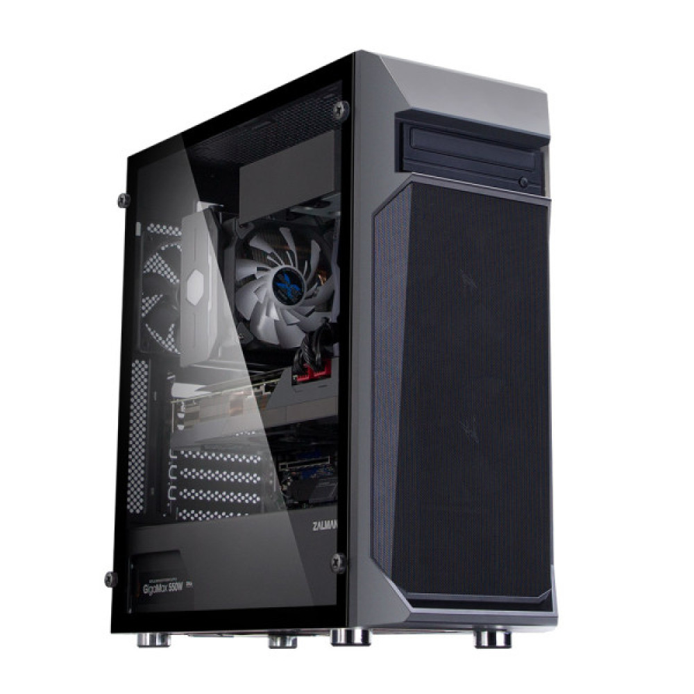 Корпус Zalman Z1 Plus без БЖ, 2xUSB3.0, 1xUSB2.0, 3x120мм, VGA 385мм, LCS ready, TG Side Panel, ATX, чорний
