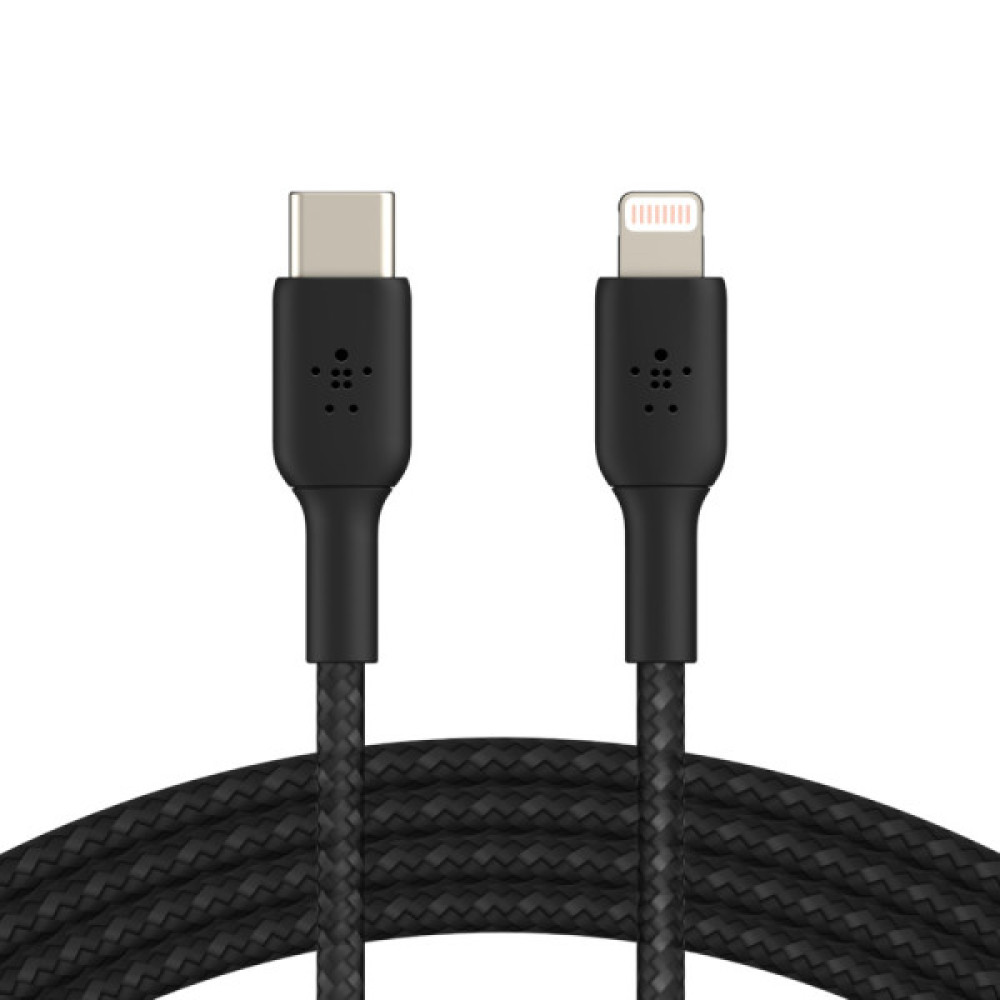 Кабель USB-C > Lightning заряджання/синхронізації Belkin 2м, 30Вт, Type-C, плетений, чорний
