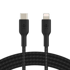 Кабель USB-C > Lightning заряджання/синхронізації Belkin 2м, 30Вт, Type-C, плетений, чорний
