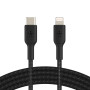 Кабель USB-C > Lightning заряджання/синхронізації Belkin 2м, 30Вт, Type-C, плетений, чорний