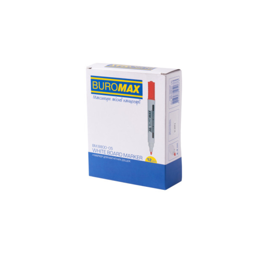 Маркер Buromax для магнітних дошок, червоний, 2-4 мм, спиртова основа (BM.8800-05)