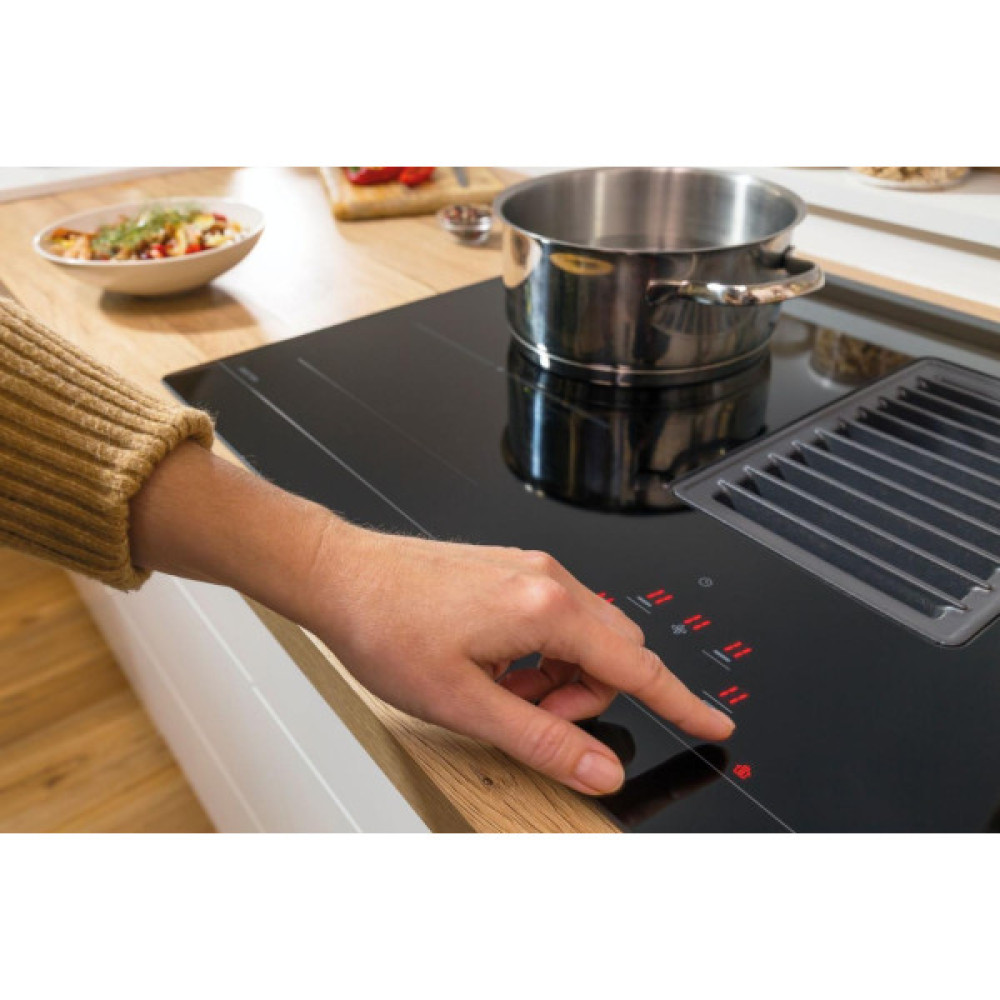 Варильна повверхня Gorenje індукційна, 83см, розширена зона, вбудована витяжка, 620м.куб/год, чорний