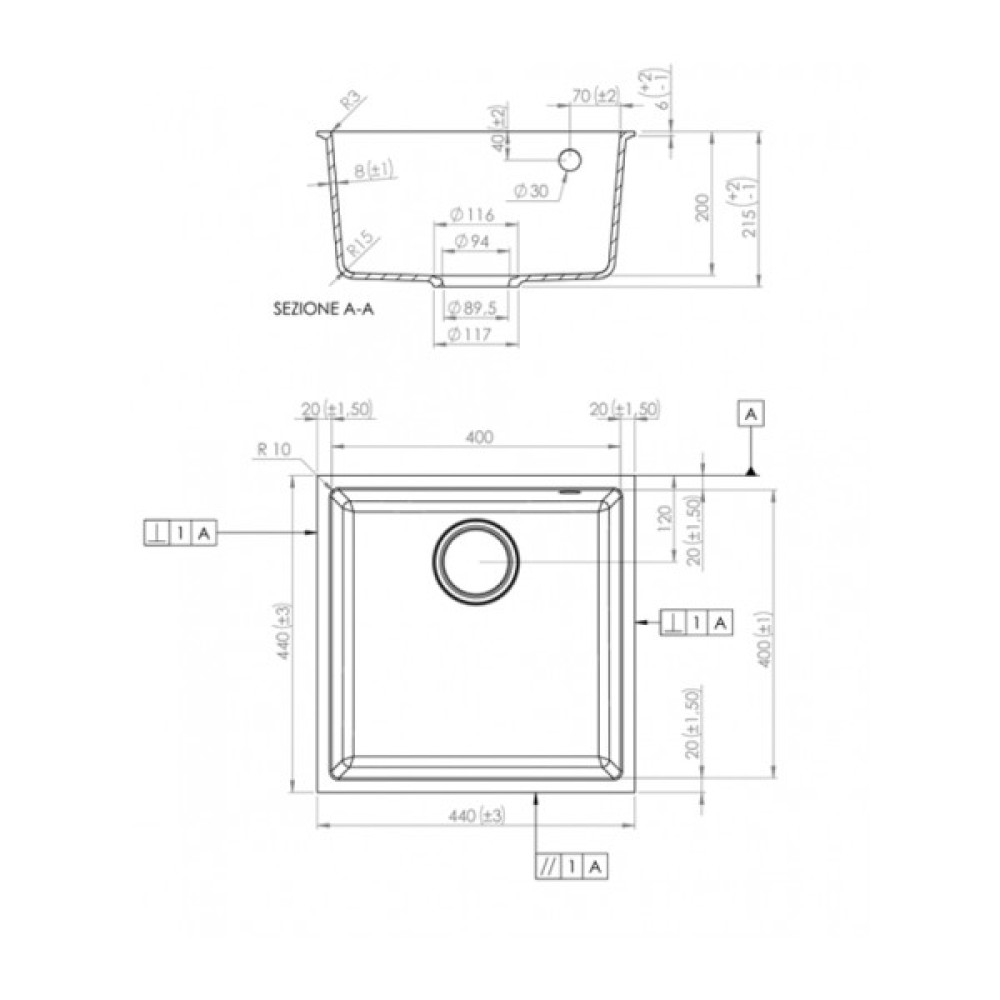 Мийка кухонна Elleci Q 102 under top tortora 43