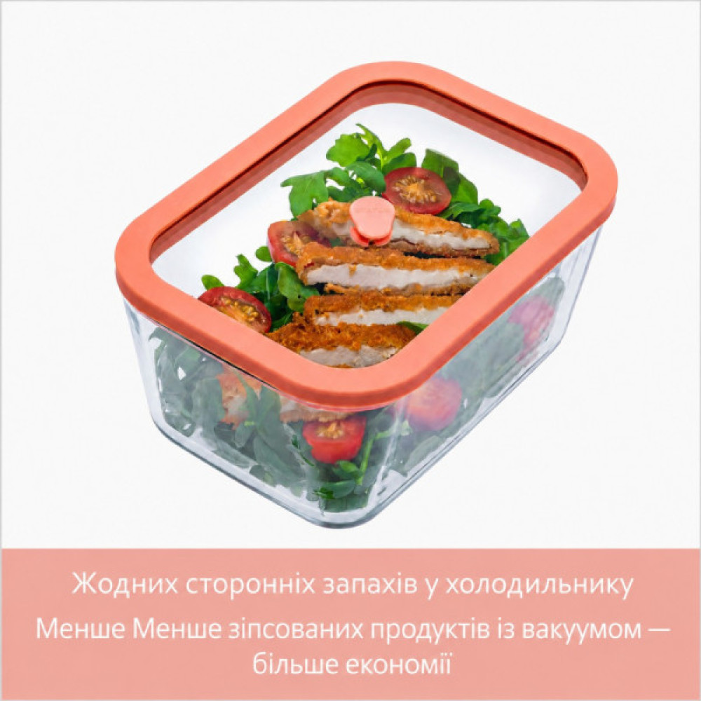 Харчовий контейнер Status Viva Набір з 4-х предметів + ручний вакуумний насос лососевий (131200)