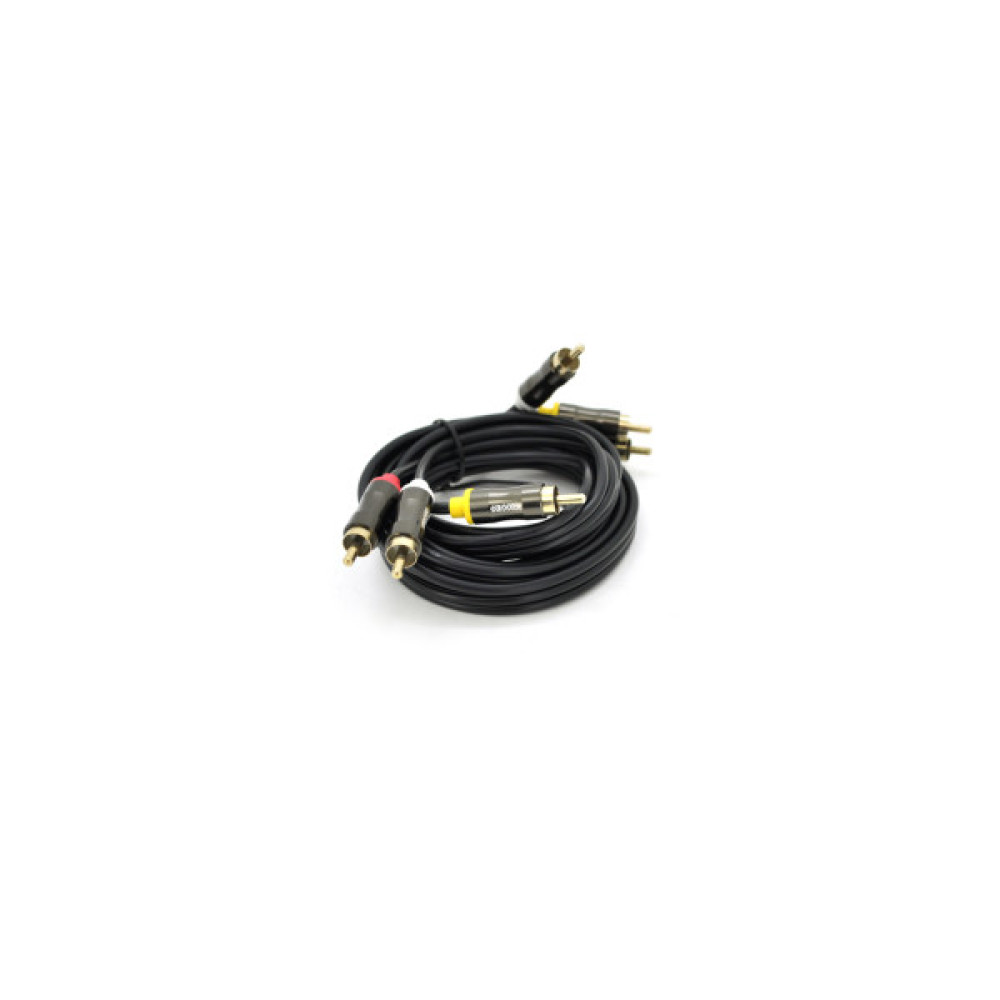 Кабель мультимедійний 3xRCA M to 3xRCA M 3.0m black VEGGIEG (YT-AV303)