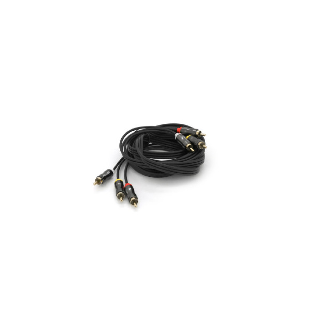 Кабель мультимедійний 3xRCA M to 3xRCA M 3.0m black VEGGIEG (YT-AV303)