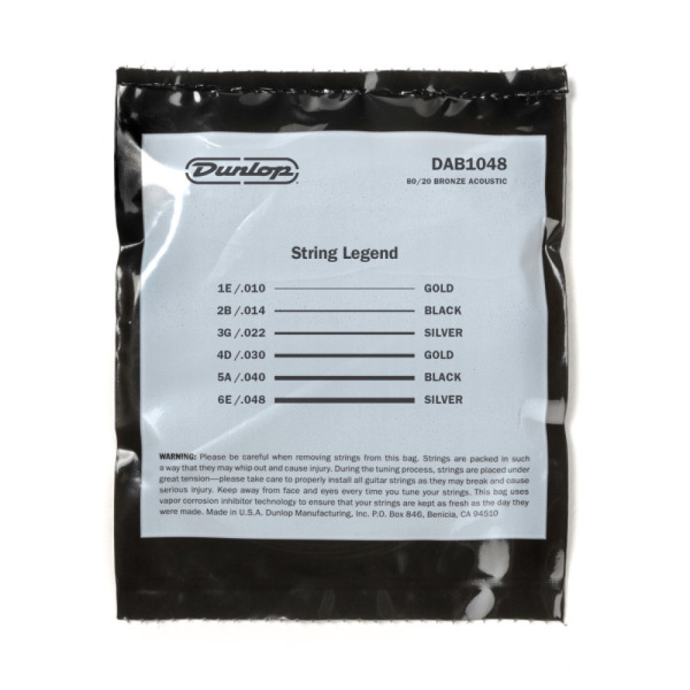 Струни для гітари Jim Dunlop 80/20 Bronze Acoustic Guitar Strings (10-48) (DAB1048)