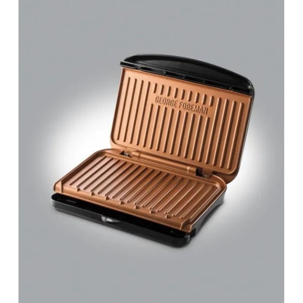 Гриль George Foreman притискний Fit Grill Copper Medium 1630Вт, темп. режимів-1, пластик, чорний