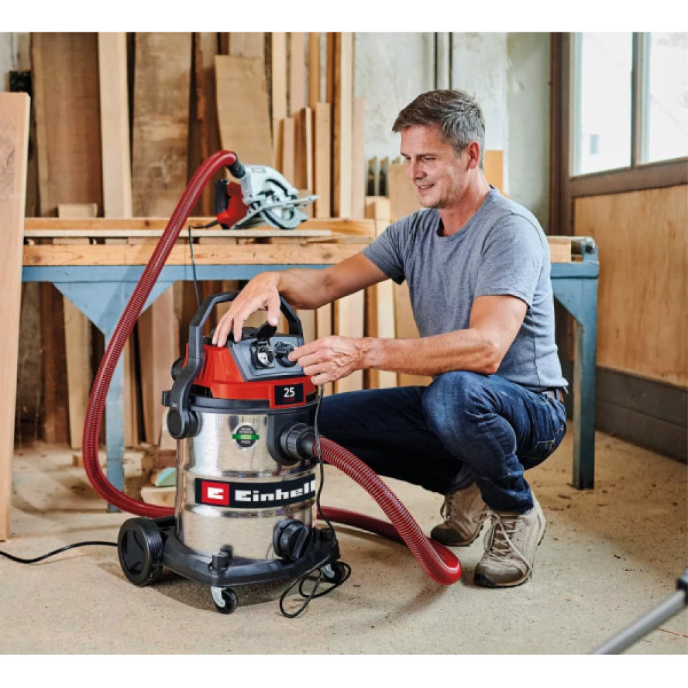 Пилосос професійний Einhell TE-VC 2580 SACL 1100Вт 200мбар контейнер 25л 230В/2200Вт вологе/сухе прибирання 6.9кг