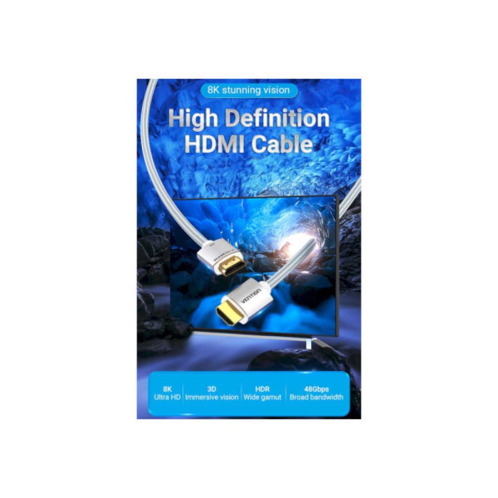 Кабель мультимедійний HDMI M to HDMI M 2.0m V2.1 8K60Hz silver VENTION (ALCIH)