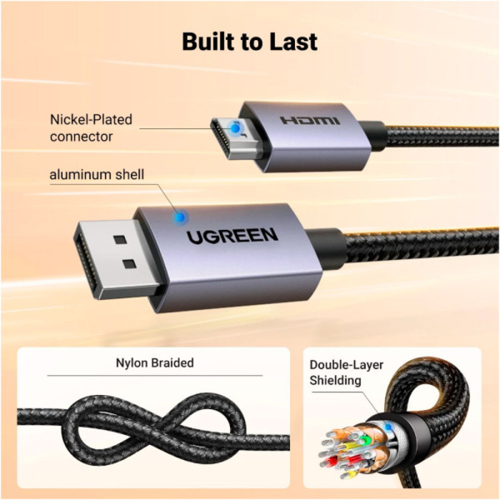 Кабель мультимедійний DisplayPort M to HDMI M 1.5m V2.0 4K30Hz DP125 black Ugreen (35841)