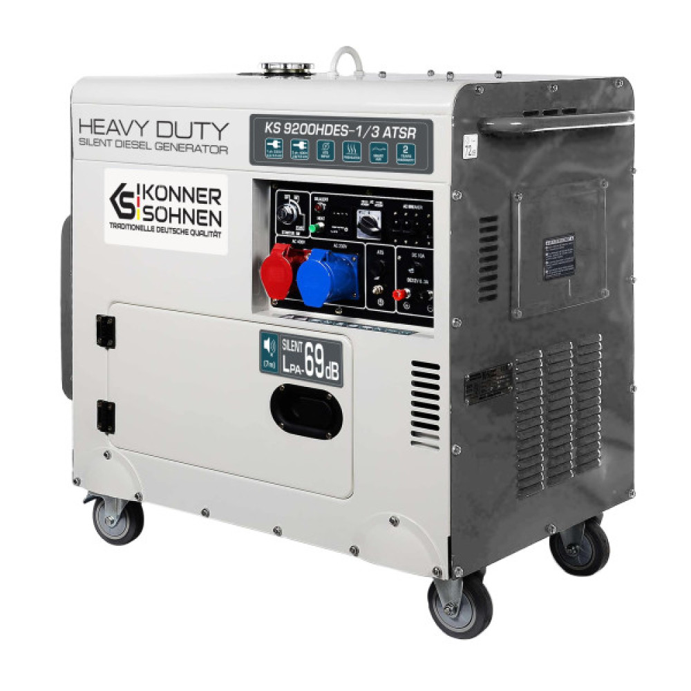 Генератор дизельний Konner&Sohnen KS 9200HDES-1/3 ATSR (EURO V),230/400В,6.5/6.0кВт,7.5/7.0кВт,1/3Фази, АВР(ATS), електростартер, 168кг