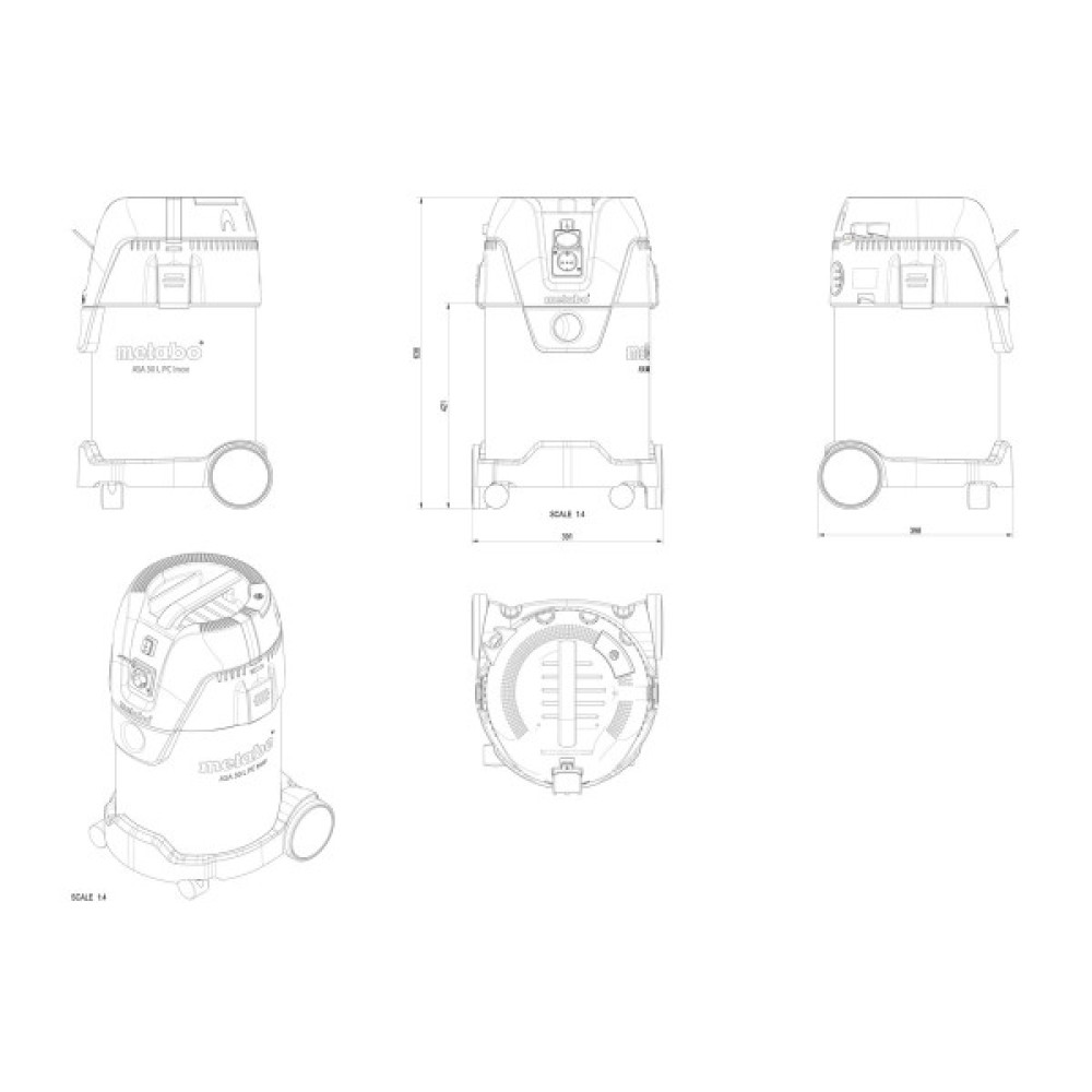 Пилосос професійний Metabo ASA 30 L PC Inox 1250Вт 210мБар контейнер 30л 9.6кг