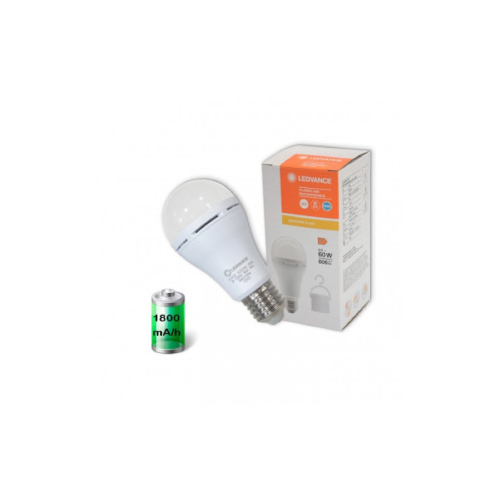 Лампочка LEDVANCE акумуляторна A60 8W 806Lm 6500К E27 (4099854102431)