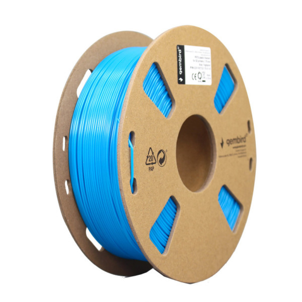 Пластик для 3D-принтера Gembird PETG, 1.75 мм, blue, 1 кг (3DP-PETG1.75-01-B)