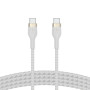 Кабель Belkin USB-C > USB-C заряджання/синхронізації 60Вт PD, 1м, плетений, силіконовий, з ремінцем на магніті, білий