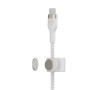 Кабель Belkin USB-C > USB-C заряджання/синхронізації 60Вт PD, 1м, плетений, силіконовий, з ремінцем на магніті, білий