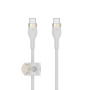 Кабель Belkin USB-C > USB-C заряджання/синхронізації 60Вт PD, 1м, плетений, силіконовий, з ремінцем на магніті, білий