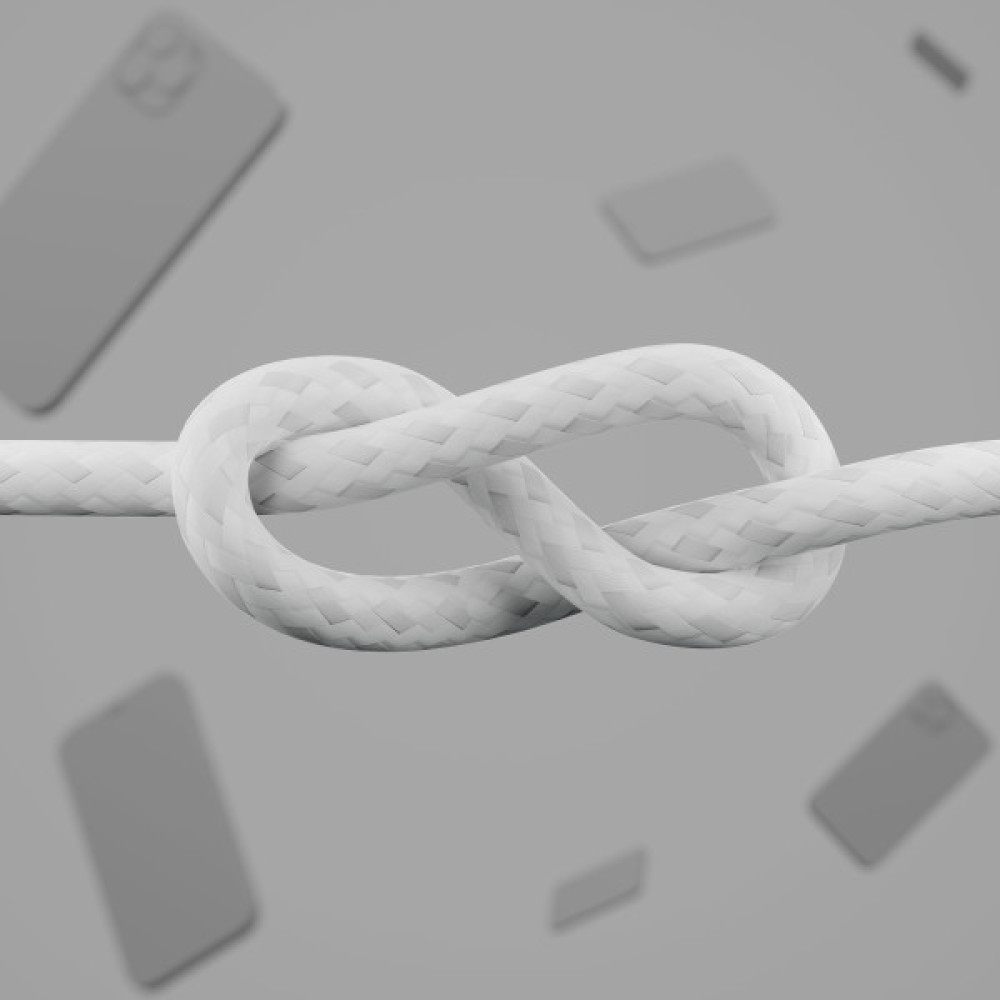 Кабель Belkin USB-C > USB-C заряджання/синхронізації 60Вт PD, 1м, плетений, силіконовий, з ремінцем на магніті, білий