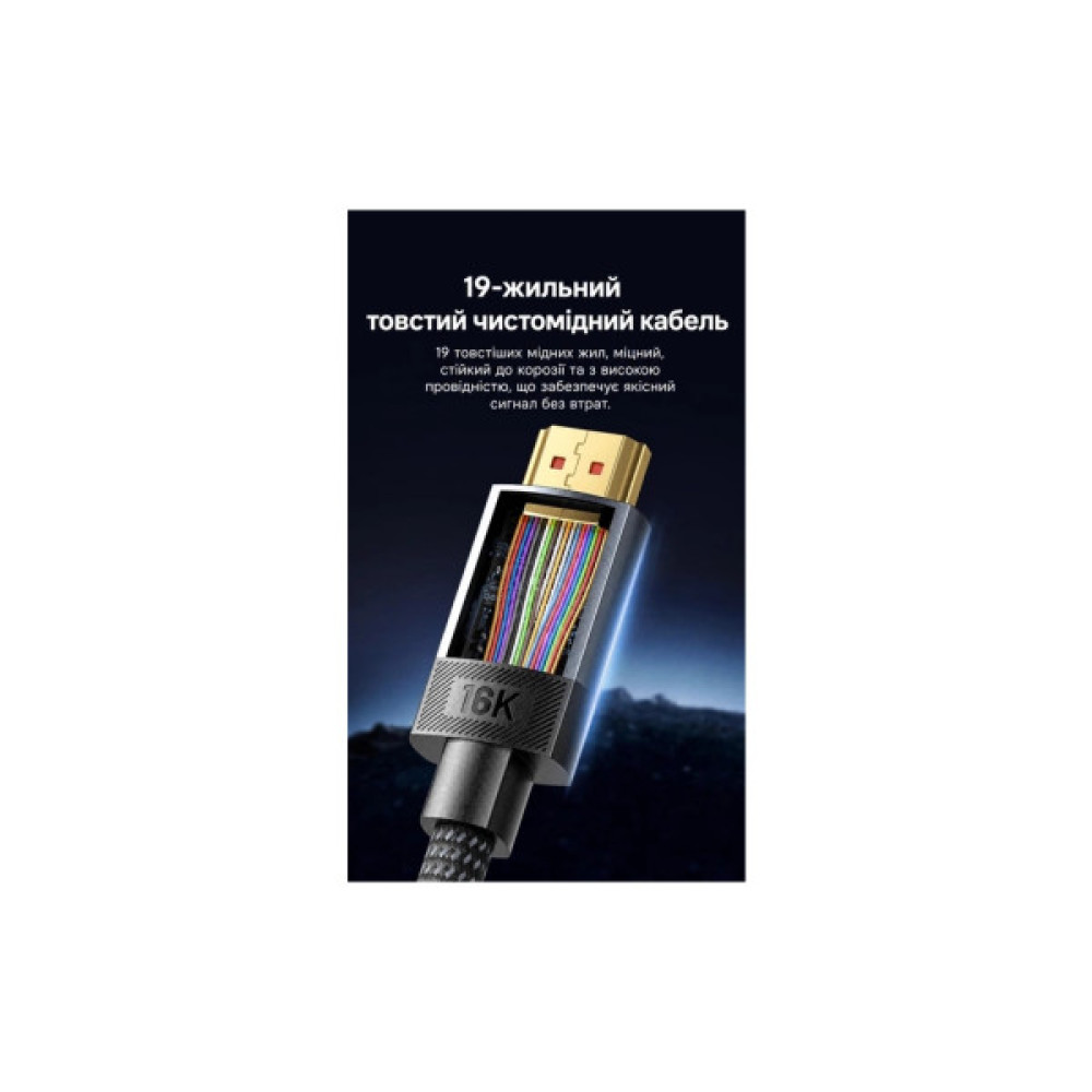 Кабель мультимедійний HDMI M to HDMI M 2.0m 16K60Hz 96Gbps gray Vention (ALVHH)