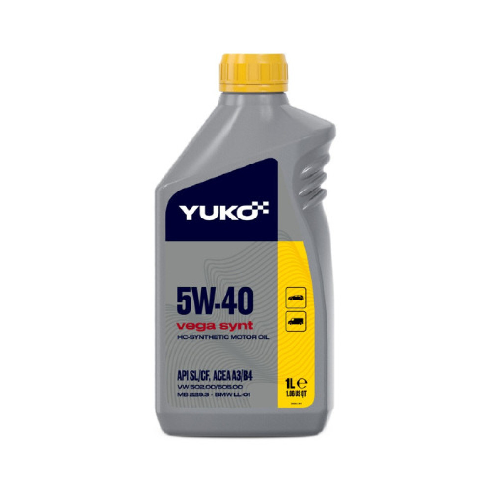 Моторна олива Yuko VEGA SYNT 5W-40 API SL/CF 1л (4823110401927)