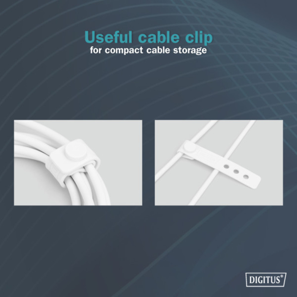 Дата кабель USB 2.0 AM to USB-C 1.0m 60W white Digitus (AK-300340-010-W)