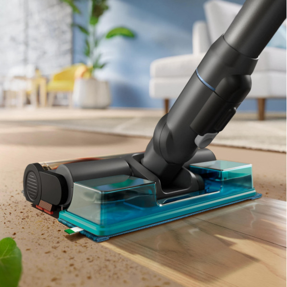Пилосос Philips безпровідний Aqua Series 7000, вологе прибирання, конт пил -0.6л, автон. робота до 80хв, LED підствітка, турборежим, чорно-блакитний