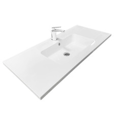 Раковина, умивальник Adamant FLATE, штучний камінь, прямокут., з отвором для змішувача, з отвором для переливу, 1000х450х140мм, накладний, білий