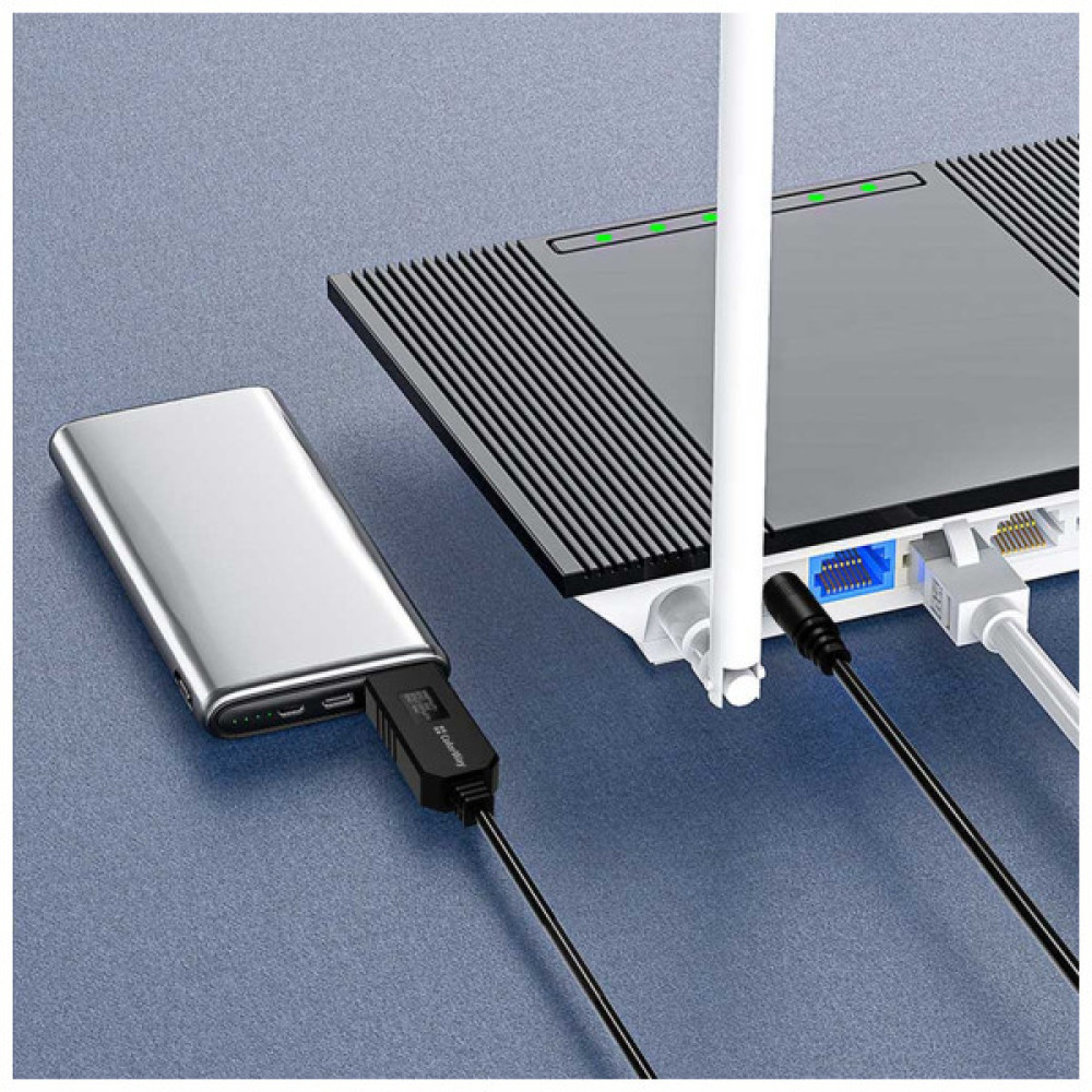 Кабель живлення USB to DC 5.5x2.5mm 12V 1.0m black ColorWay (CW-CBUD067-BK)