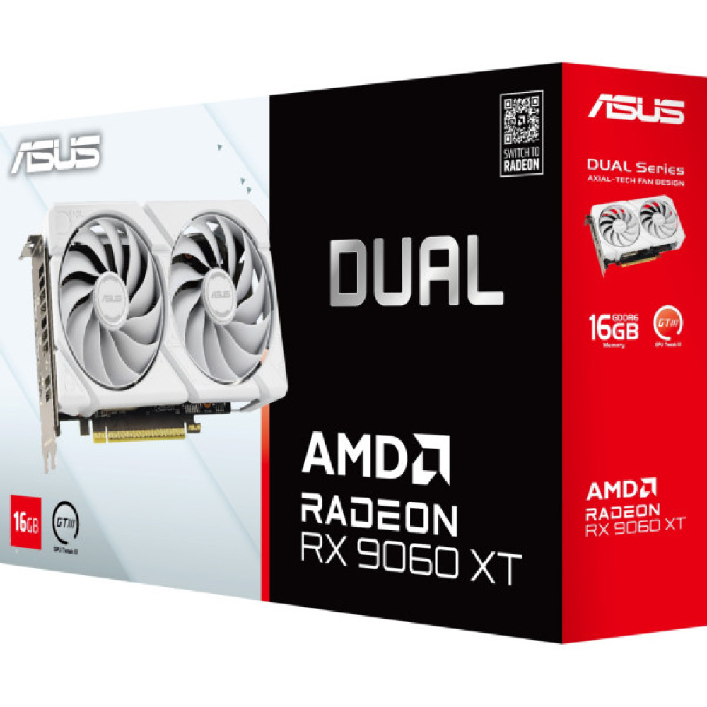 Відеокарта ASUS Radeon RX 9060 XT 16Gb DUAL WHITE OC (DUAL-RX9060XT-16G-WHITE)