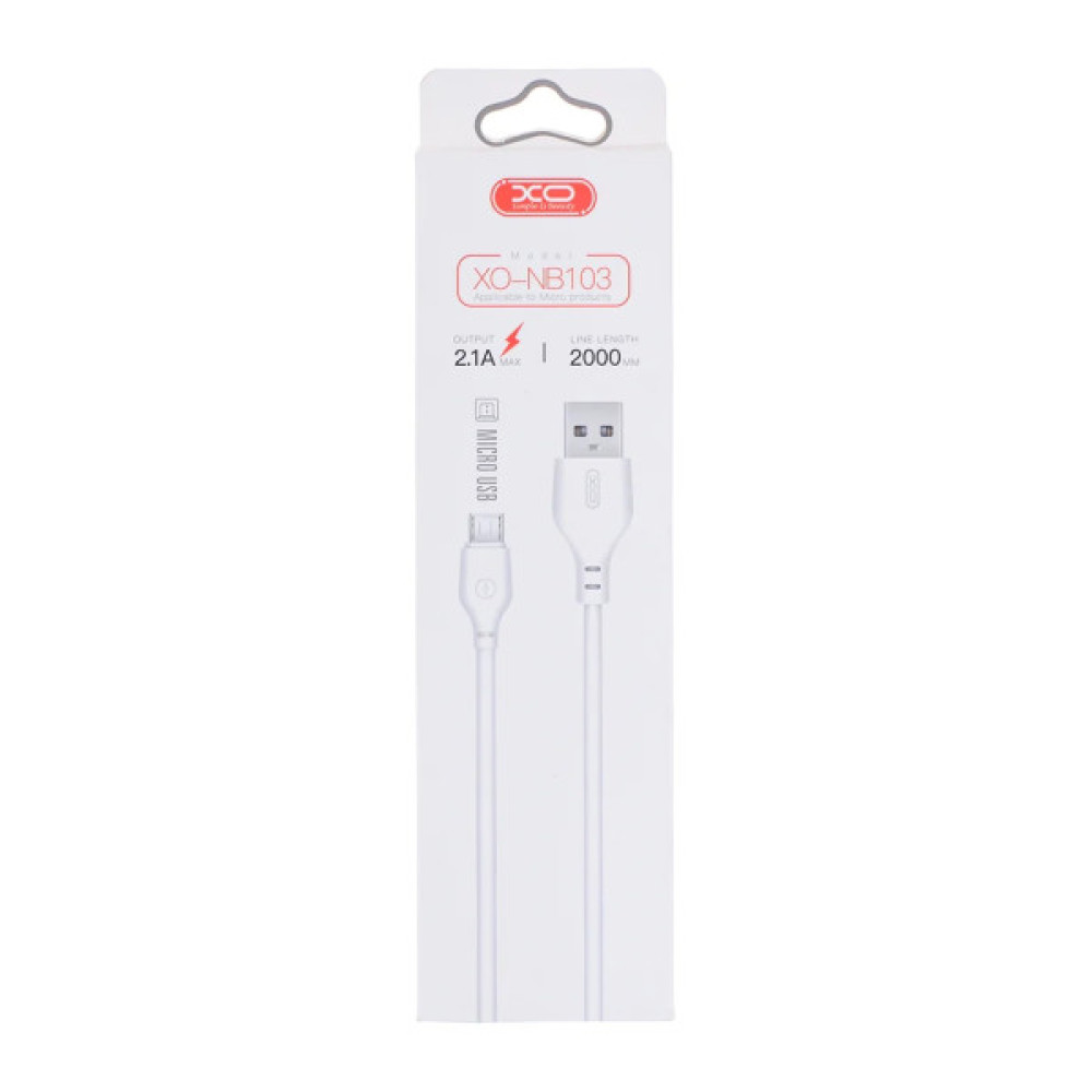 Дата кабель USB 2.0 AM to Micro 5P 2.0m 2.1A white XO (NB103-M2-WH)