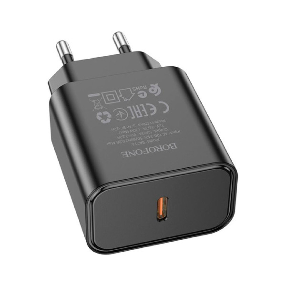 Зарядний пристрій BOROFONE BA71A Power USB-C PD20W Black (6974443387957)