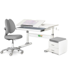 Парта з кріслом ErgoKids (L) Grey + тумба (TH-310 + Y-412 Lite + BD C3_GREY)